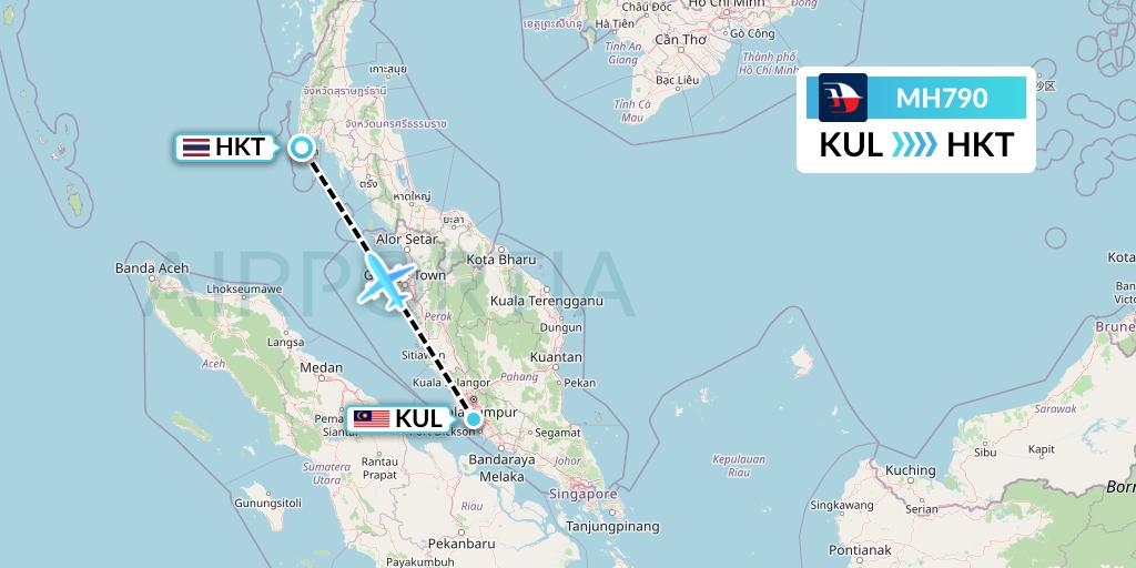 MH790 Malaysia Airlines Flight Map: Kuala Lumpur to Phuket