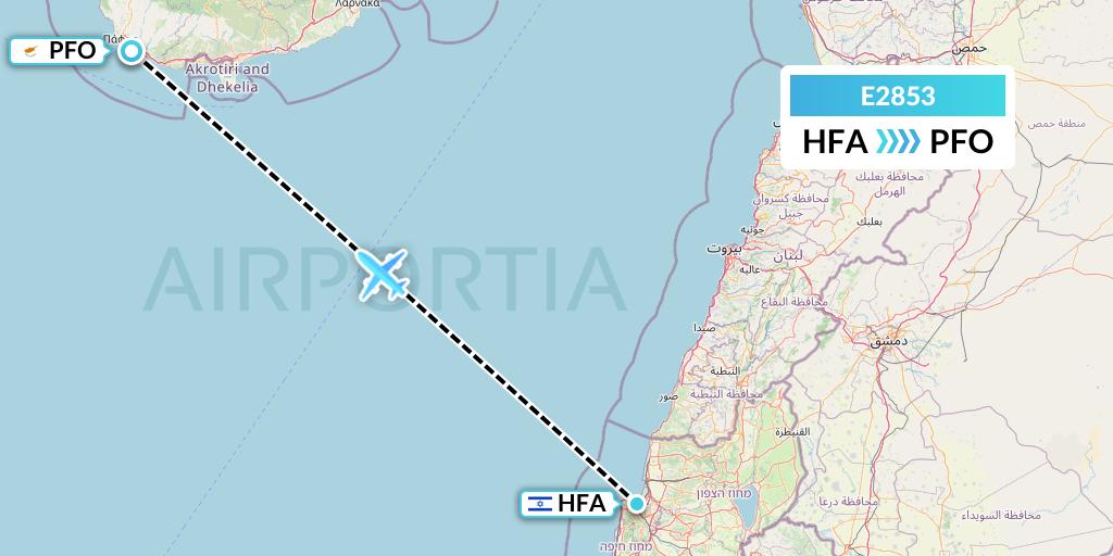 E2853 Eurowings Europe Flight Map: Haifa to Pafos
