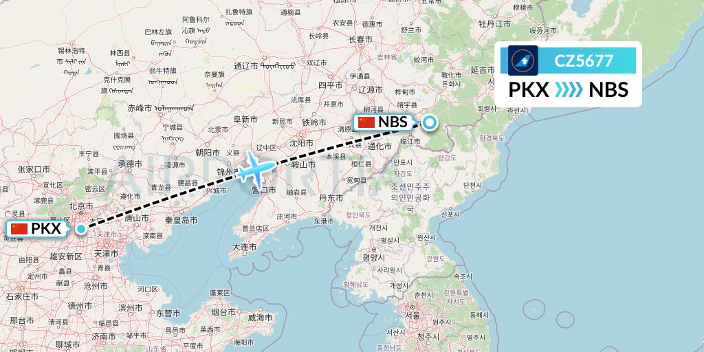CZ5677 China Southern Airlines Flight Map: Beijing to Baishan