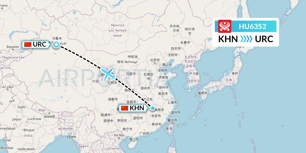 HU6352 Hainan Airlines Flight Map: Nanchang to Urumqi