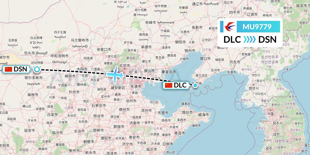 MU9779 China Eastern Airlines Flight Map: Dalian to Dongsheng
