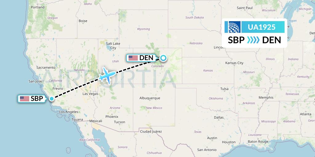 UA1925 United Airlines Flight Map: San Luis Obispo to Denver