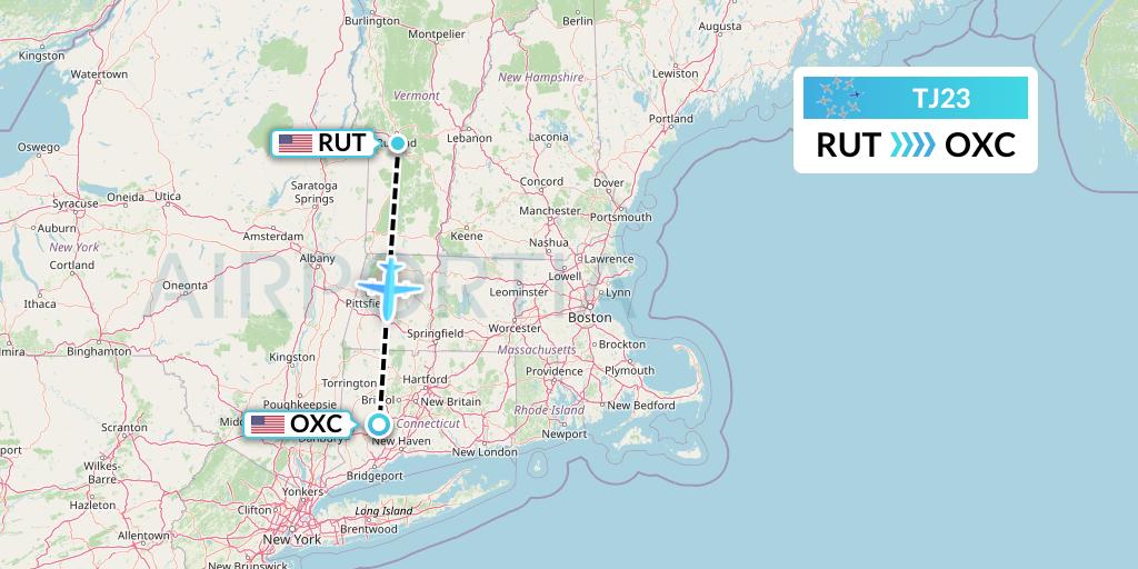 TJ23 Tradewind Aviation Flight Map: Rutland to Oxford