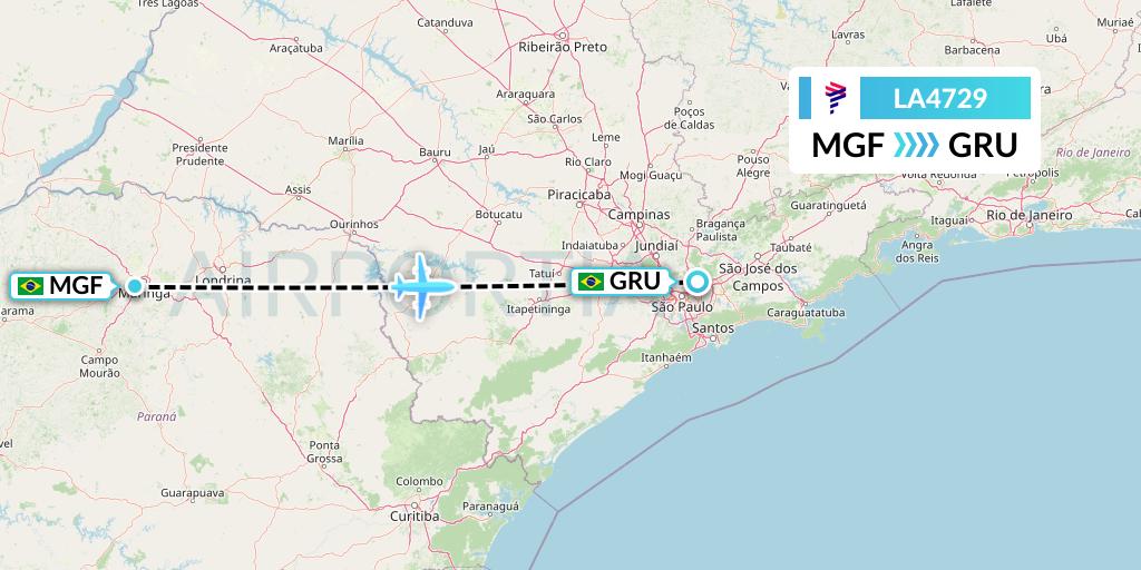 LA4729 LAN Airlines Flight Map: Maringa to Sao Paulo
