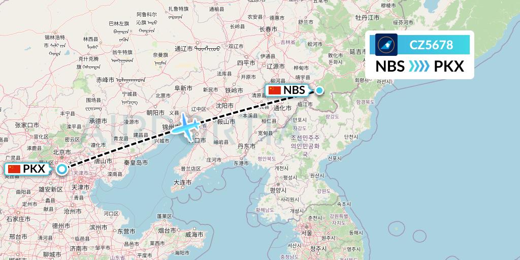 CZ5678 China Southern Airlines Flight Map: Baishan to Beijing