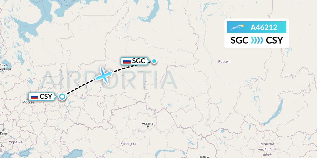 A46212 Azimuth Airlines Flight Map: Surgut to Cheboksary