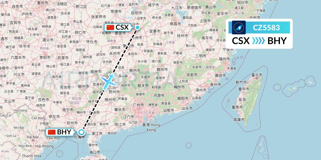 CZ5583 China Southern Airlines Flight Map: Changsha to Beihai