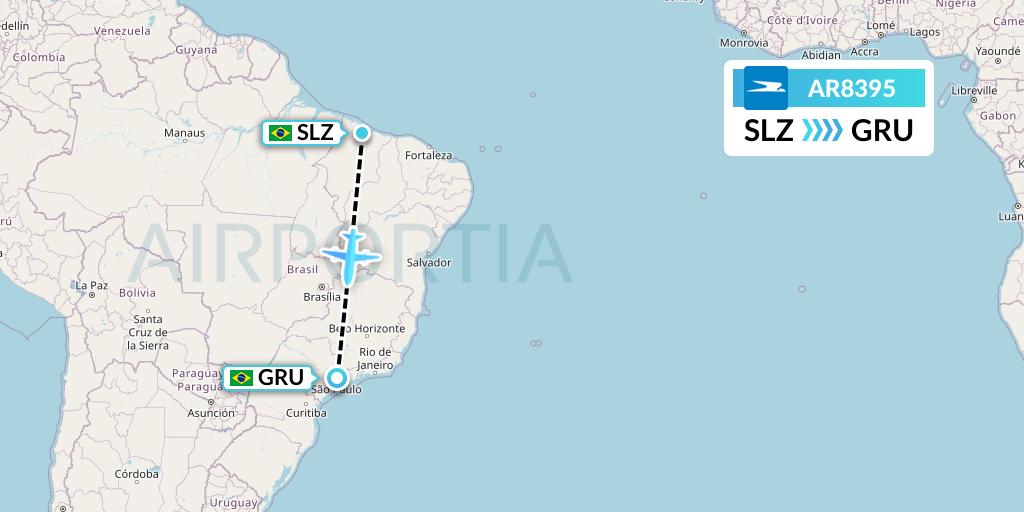 AR8395 Aerolineas Argentinas Flight Map: Sao Luis to Sao Paulo