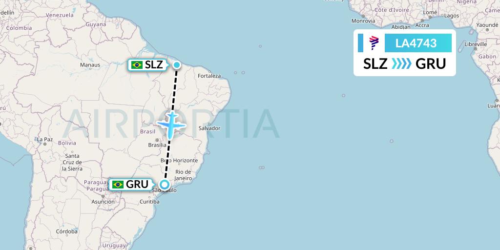 LA4743 LAN Airlines Flight Map: Sao Luis to Sao Paulo