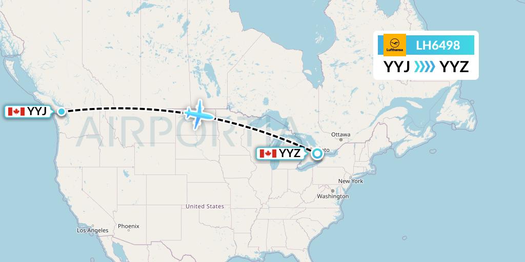 LH6498 Lufthansa Flight Map: Victoria to Toronto