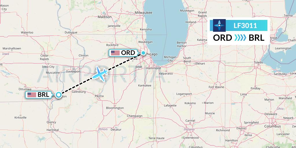 LF3011 Corporate Flight Management Flight Map: Chicago to Burlington