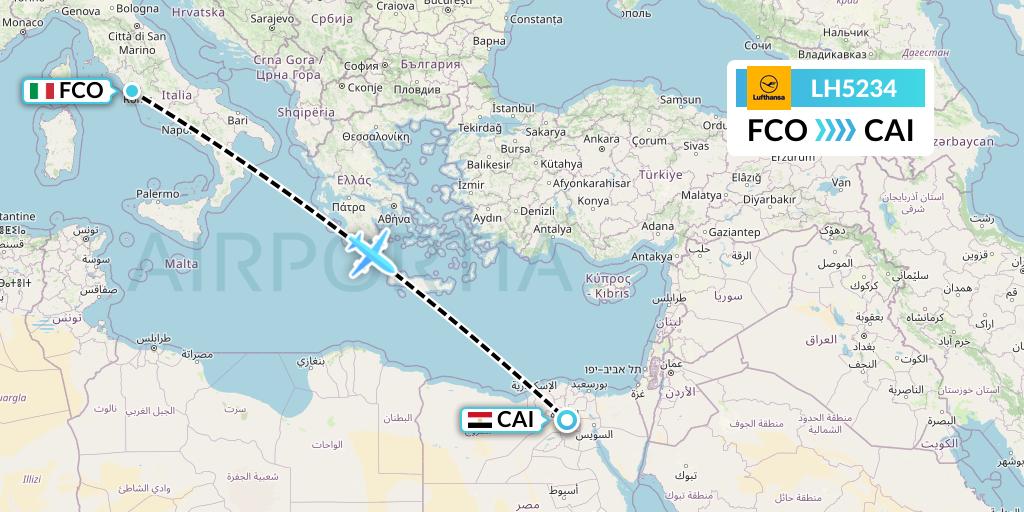 LH5234 Lufthansa Flight Map: Rome to Cairo