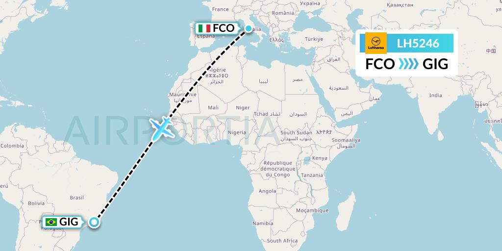 LH5246 Lufthansa Flight Map: Rome to Rio de Janeiro