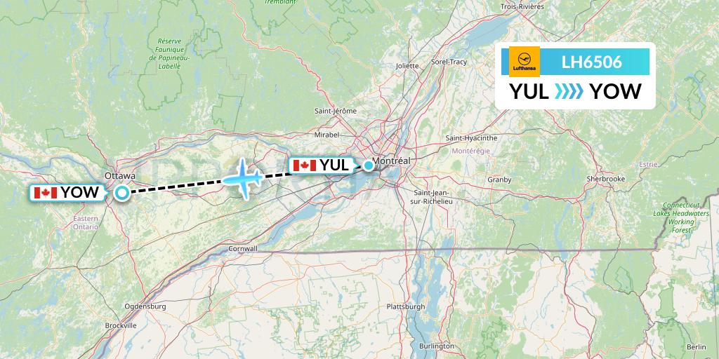LH6506 Lufthansa Flight Map: Montreal to Ottawa