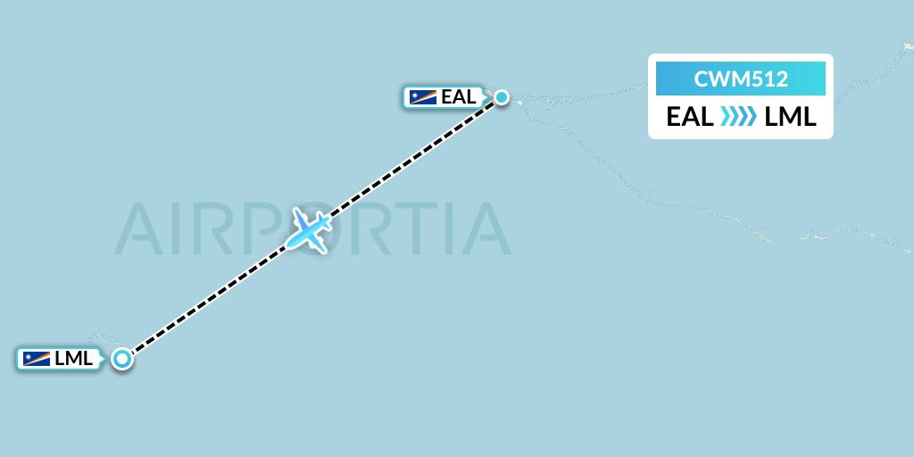CWM512 Air Marshall Islands Flight Map: Mejato Island to Lae Island
