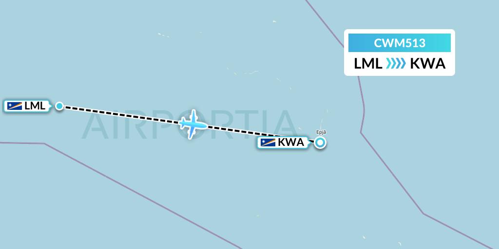 CWM513 Air Marshall Islands Flight Map: Lae Island to Kwajalein
