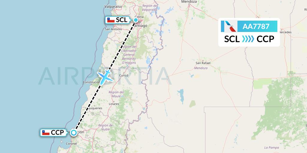 AA7787 American Airlines Flight Map: Santiago to Concepcion