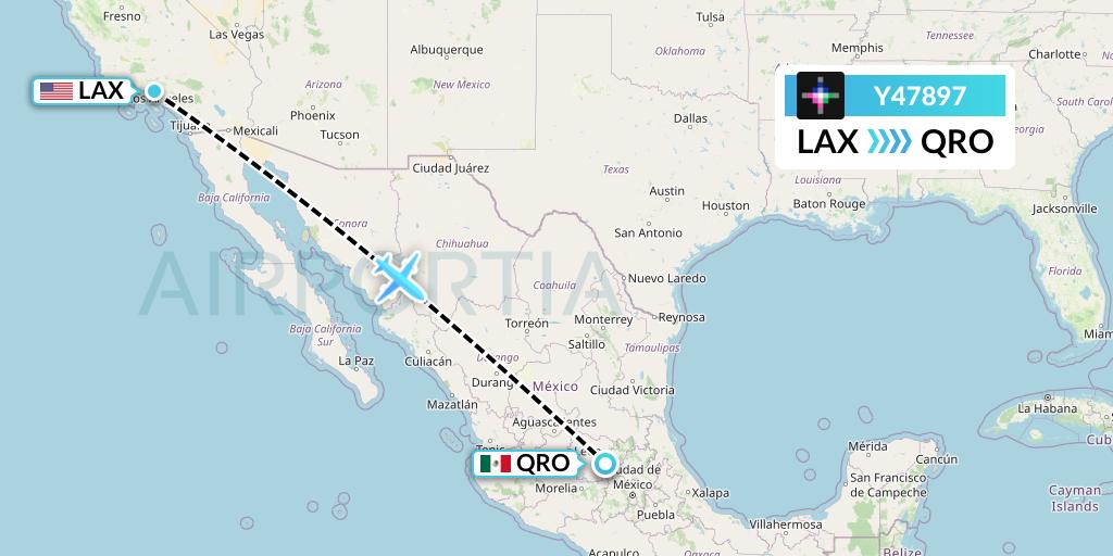 Y47897 Volaris Flight Map: Los Angeles to Queretaro