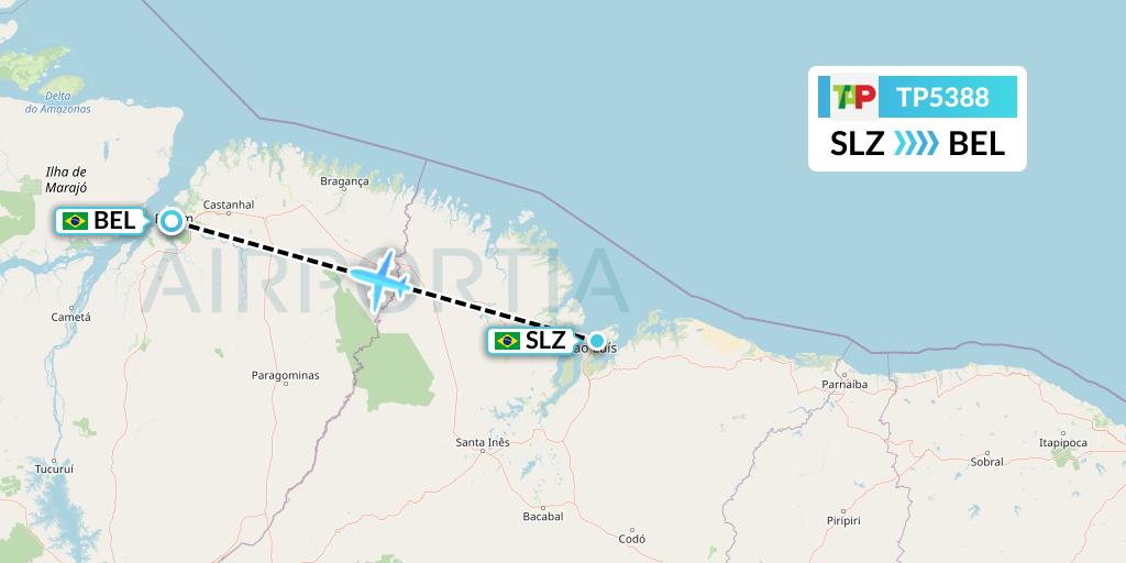TP5388 TAP Portugal Flight Map: Sao Luis to Belem