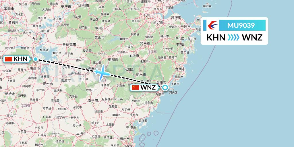 MU9039 China Eastern Airlines Flight Map: Nanchang to Wenzhou