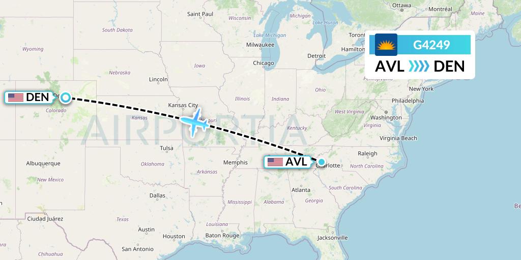 G4249 Allegiant Air Flight Map: Asheville to Denver