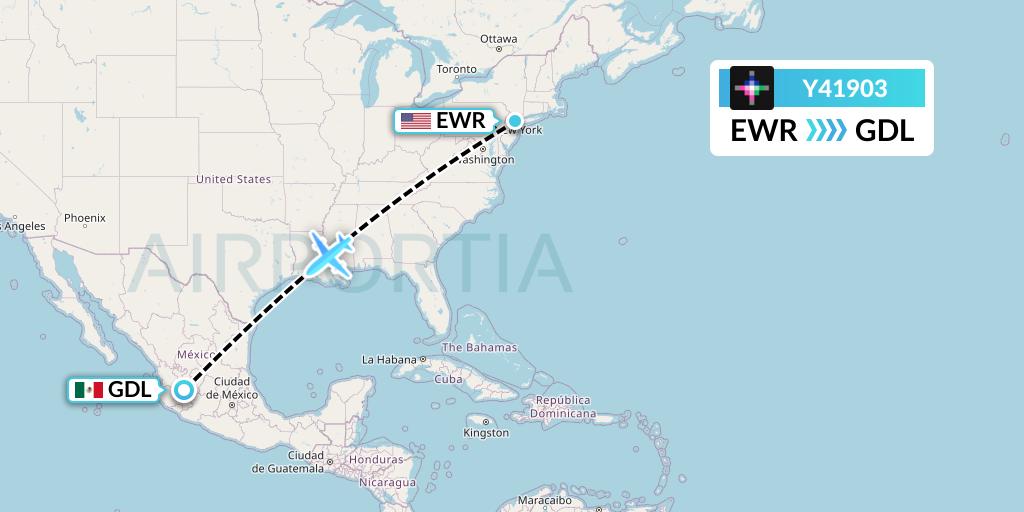 Y41903 Volaris Flight Map: New York to Guadalajara