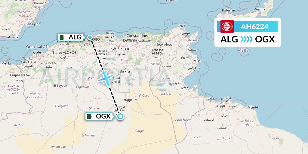 AH6224 Air Algerie Flight Map: Algiers to Ouargla
