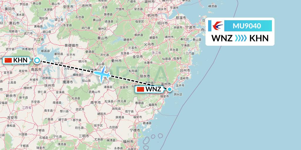 MU9040 China Eastern Airlines Flight Map: Wenzhou to Nanchang