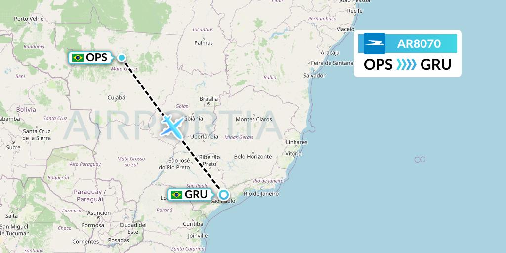 AR8070 Aerolineas Argentinas Flight Map: Sinop to Sao Paulo