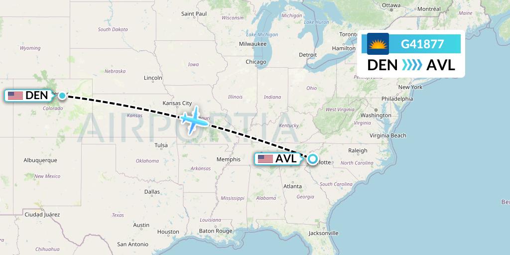 G41877 Allegiant Air Flight Map: Denver to Asheville