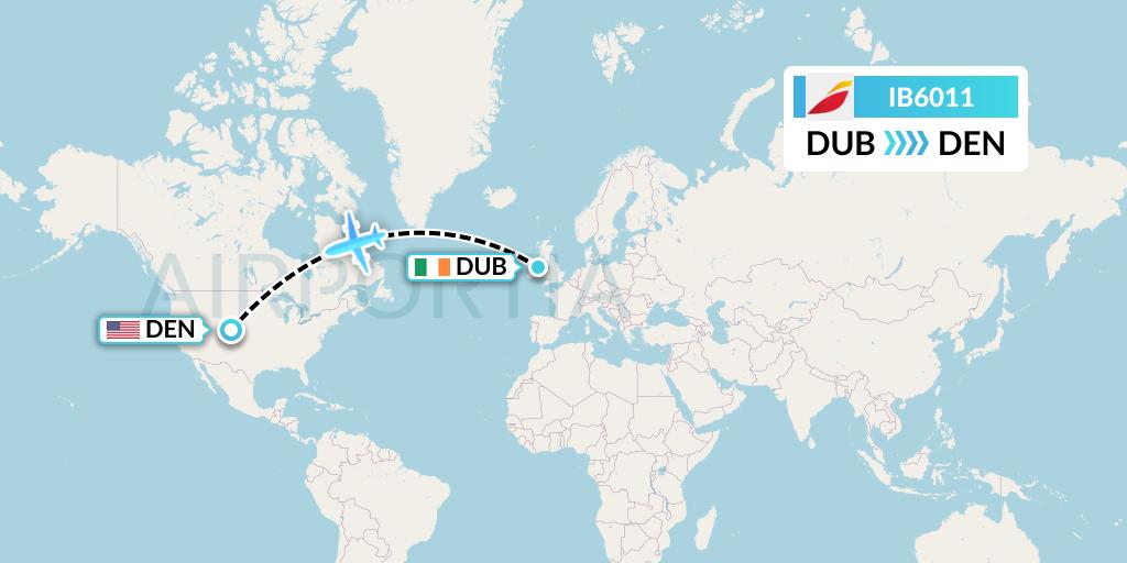 IB6011 Iberia Flight Map: Dublin to Denver