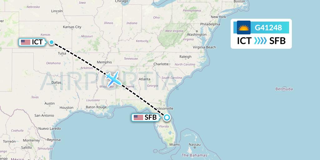 G41248 Allegiant Air Flight Map: Wichita to Orlando