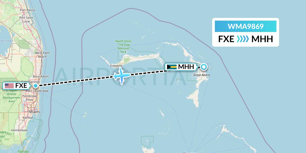 WMA9869 Watermakers Air Flight Map: Fort Lauderdale to Marsh Harbour