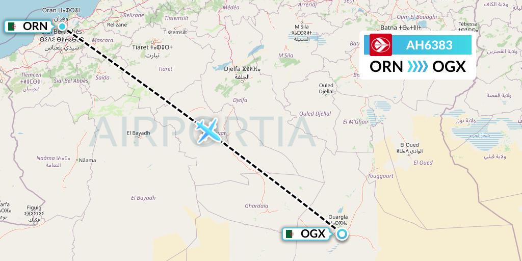 AH6383 Air Algerie Flight Map: Oran to Ouargla