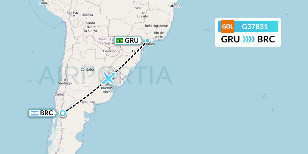 G37831 GOL Transportes Aeros Flight Map: Sao Paulo to San Carlos de Bariloche