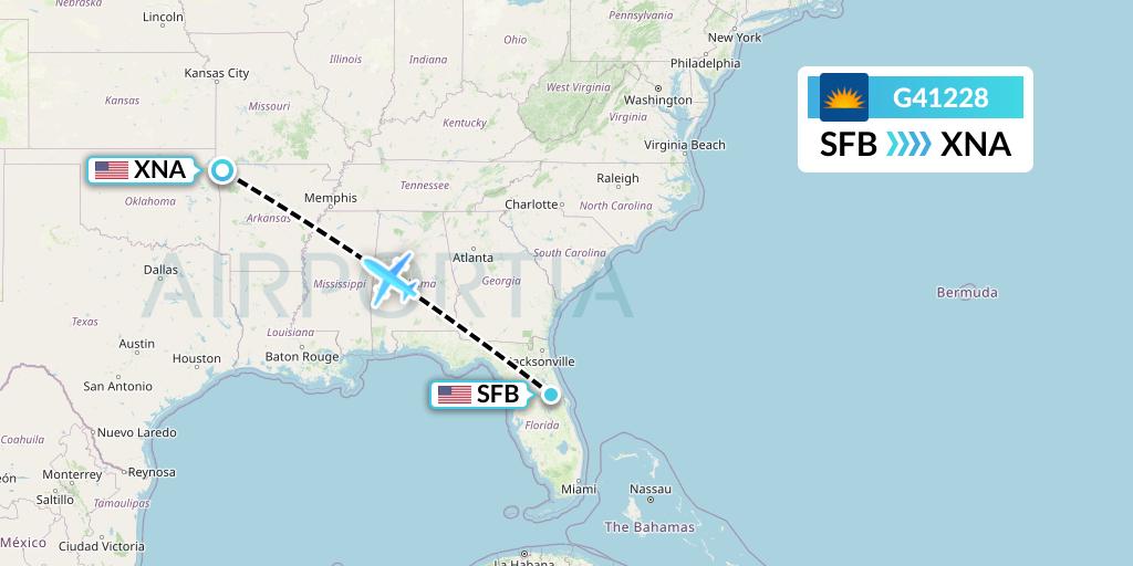 G41228 Allegiant Air Flight Map: Orlando to Bentonville