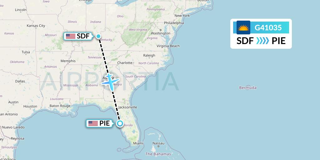 G41035 Allegiant Air Flight Map: Louisville to St. Petersburg
