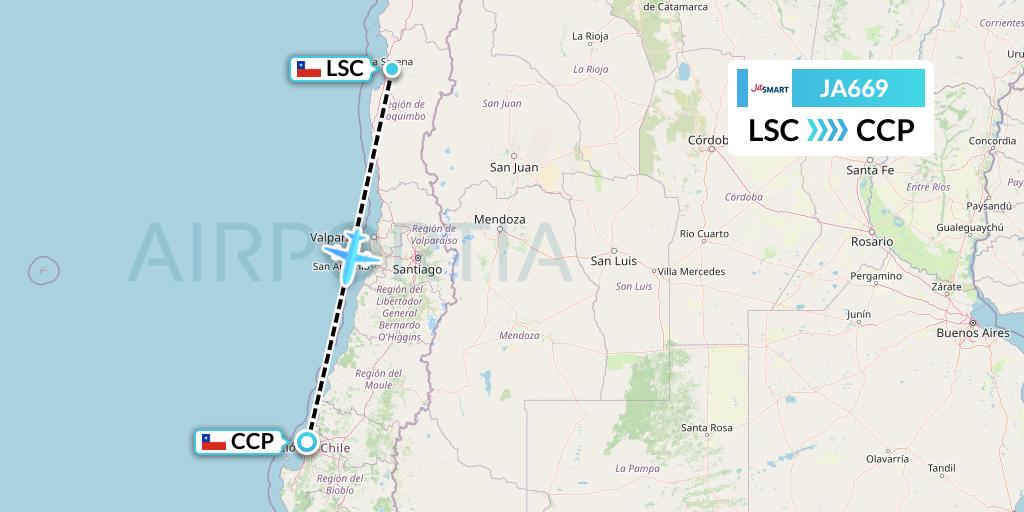JA669 JetSMART Flight Map: La Serena to Concepcion