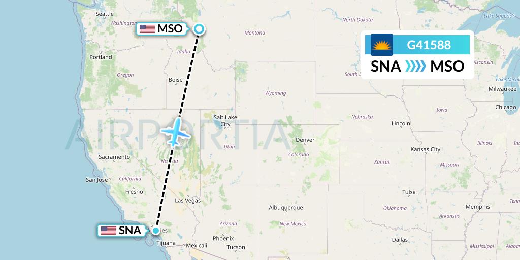 G41588 Allegiant Air Flight Map: Orange County to Missoula
