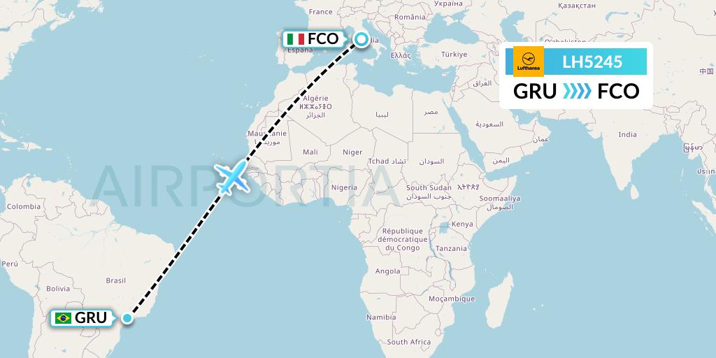 LH5245 Lufthansa Flight Map: Sao Paulo to Rome