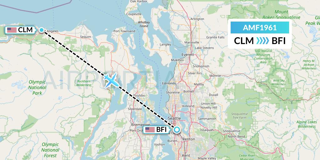 AMF1961 Ameriflight Flight Map: Port Angeles to Seattle