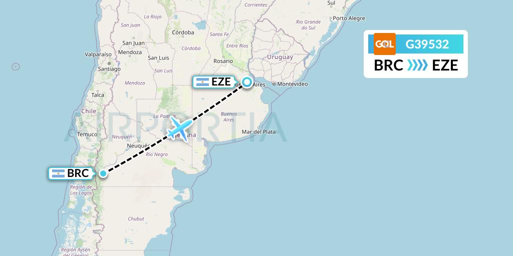 G39532 GOL Transportes Aeros Flight Map: San Carlos de Bariloche to Buenos Aires