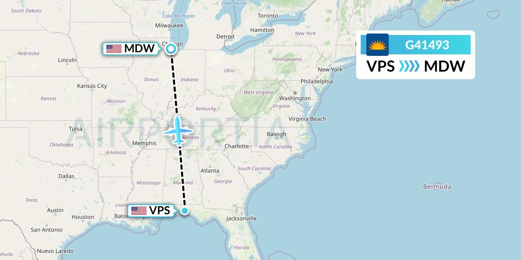 G41493 Allegiant Air Flight Map: Valparaiso to Chicago