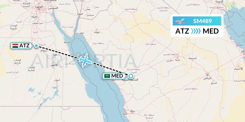 SM489 Air Cairo Flight Map: Assiut to Medina