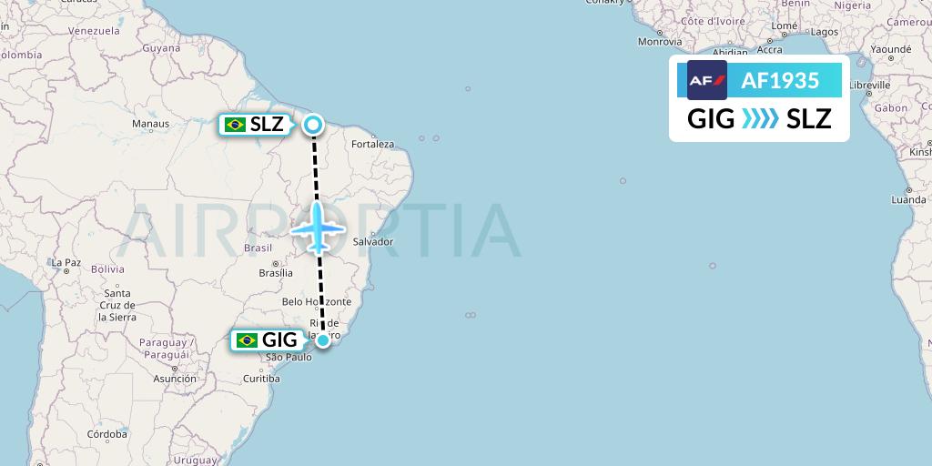 AF1935 Air France Flight Map: Rio de Janeiro to Sao Luis
