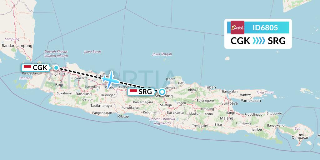 ID6805 Batik Air Flight Map: Jakarta to Semarang