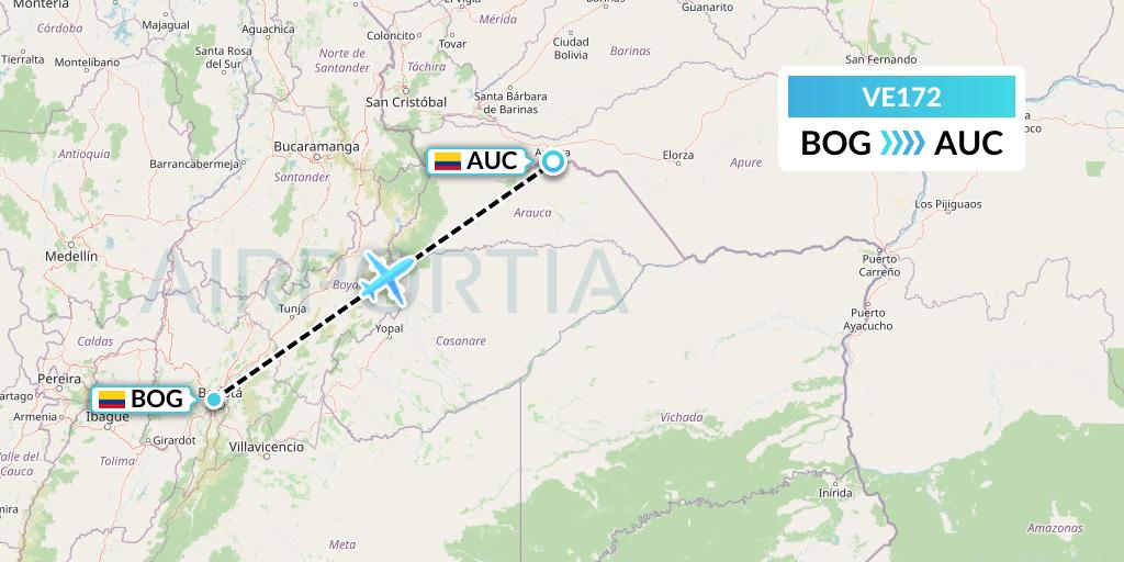 VE172 Easyfly Flight Map: Bogota to Arauca