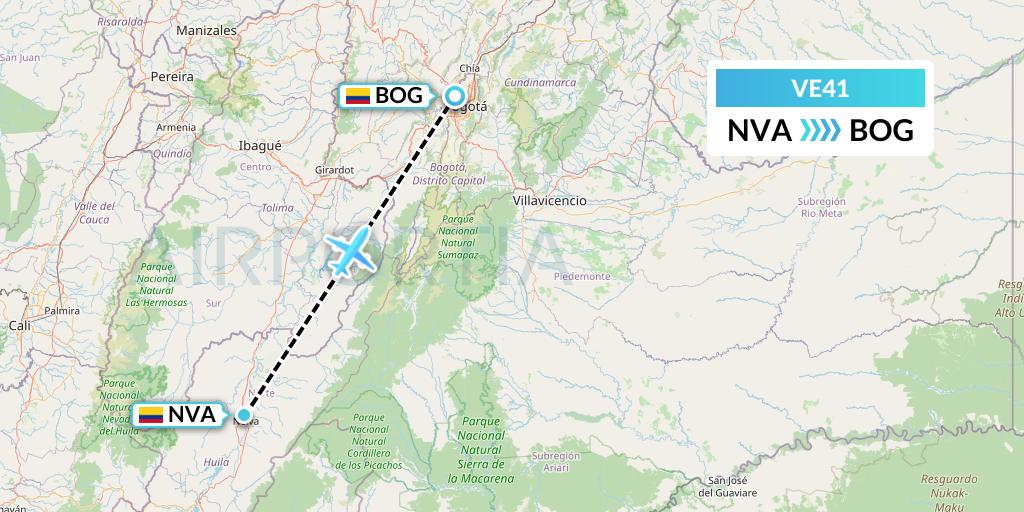 VE41 Easyfly Flight Map: Neiva to Bogota