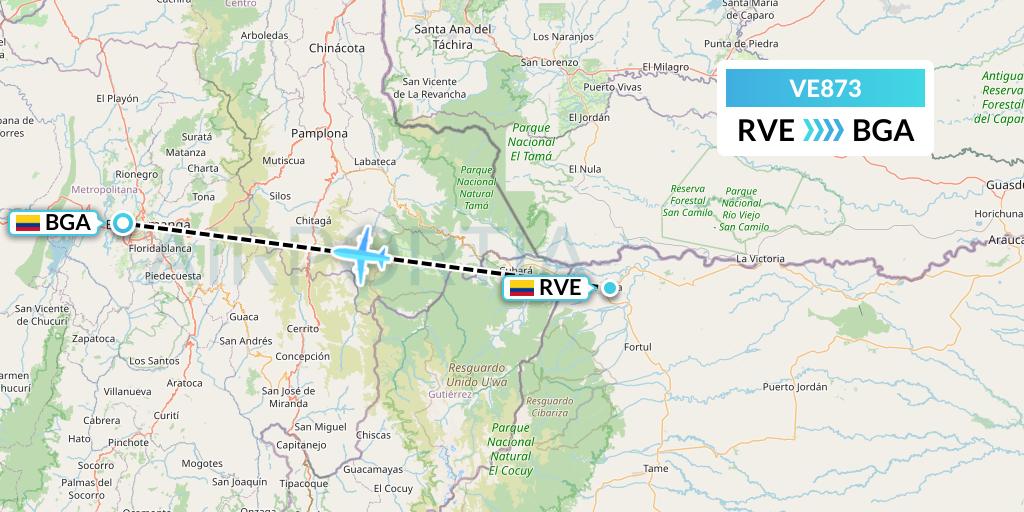 VE873 Easyfly Flight Map: Saravena to Bucaramanga