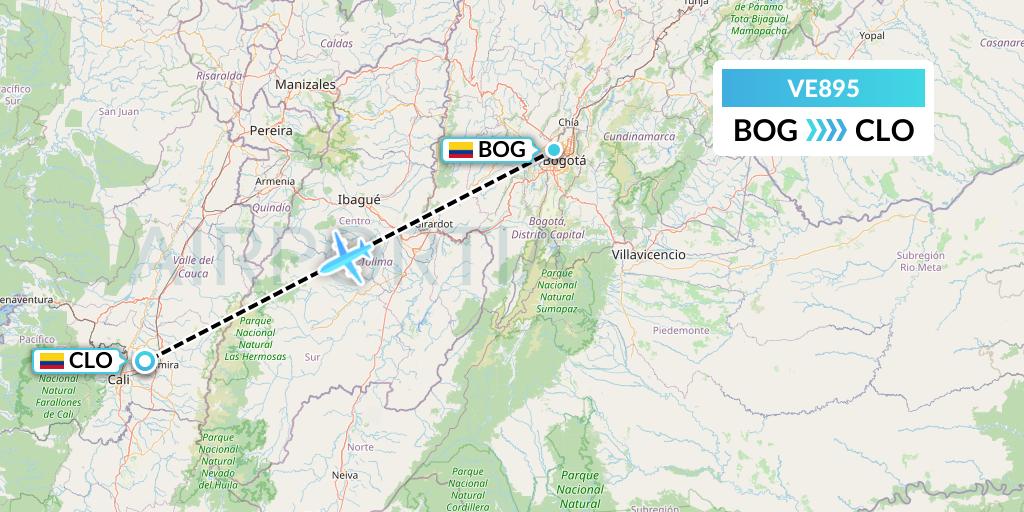 VE895 Easyfly Flight Map: Bogota to Cali